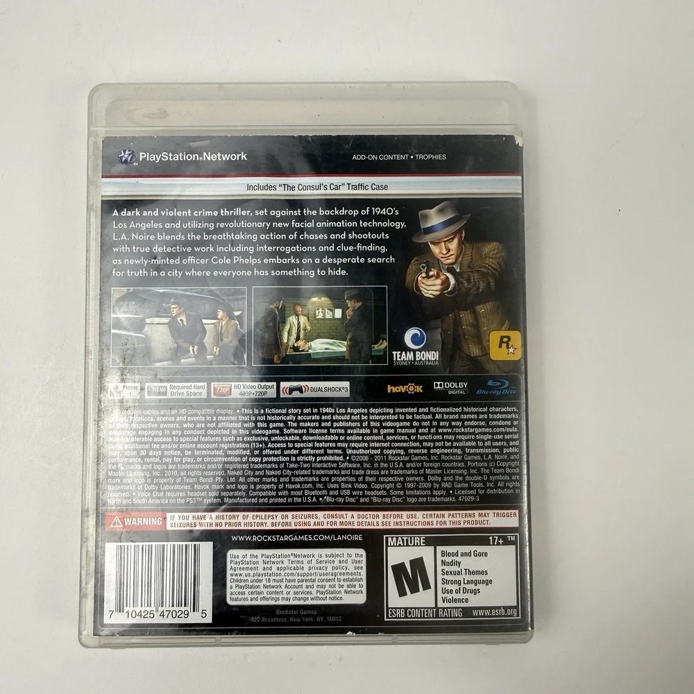 LA Noire (Sony PlayStation 3, 2011 PS3) Complete CIB Manual Tested Working